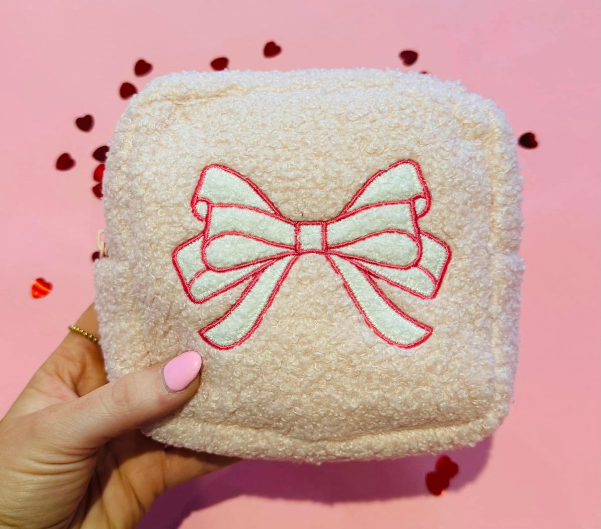 Sherpa Bow Makeup Bag