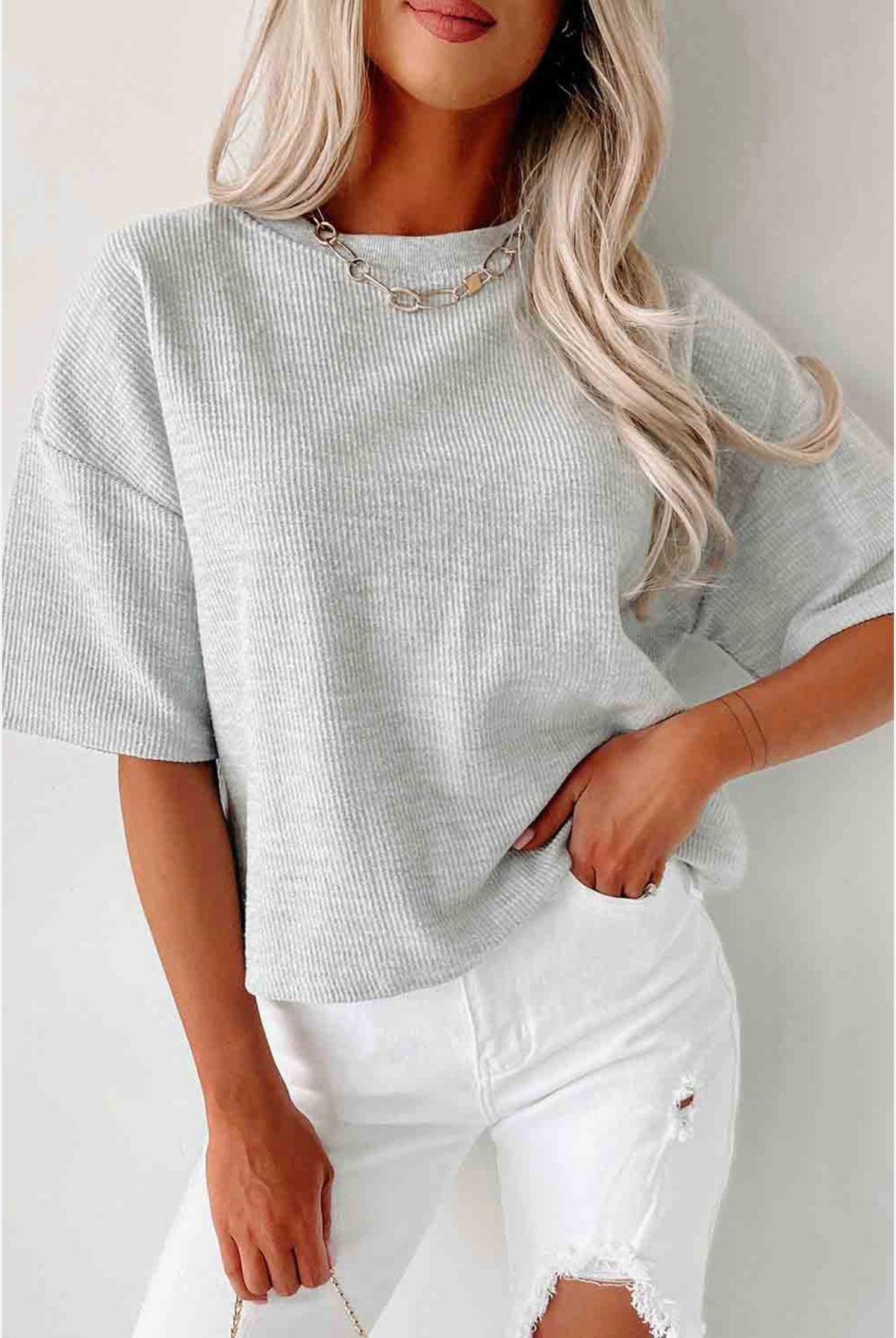 Laura Waffle Knit Cropped Tee