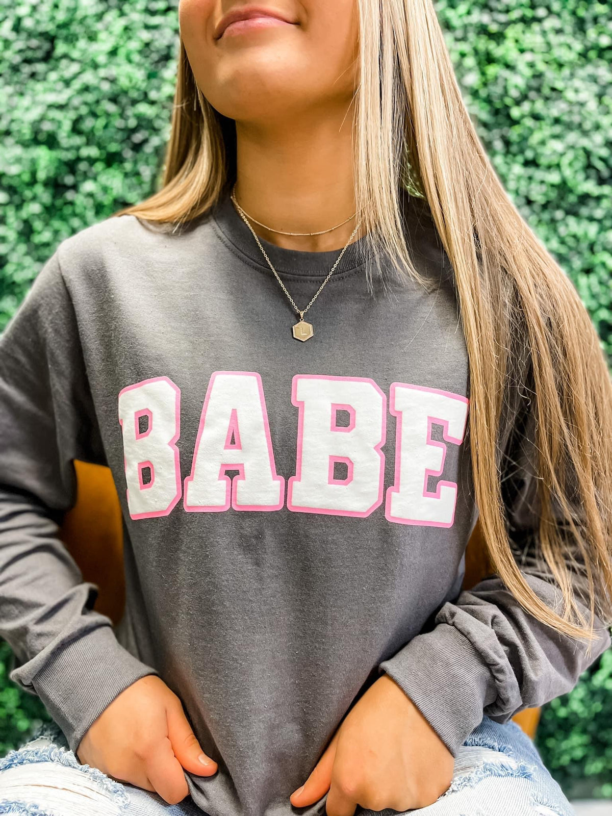 BABE Puff Ink Long Sleeve Cropped Tee